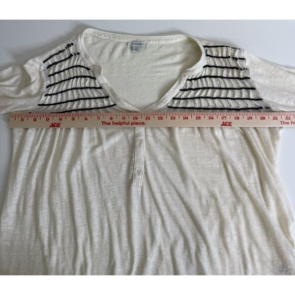 Sundance Size XS Shirt Top Ivory Linen Embroidered Pullover Boho Bell Sleeves - Picture 4 of 8